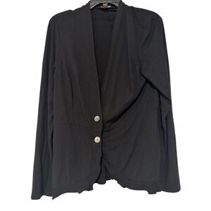 J. Jill Black Stretch Cardigan Sweater Frill Pearl Buttons - Size M